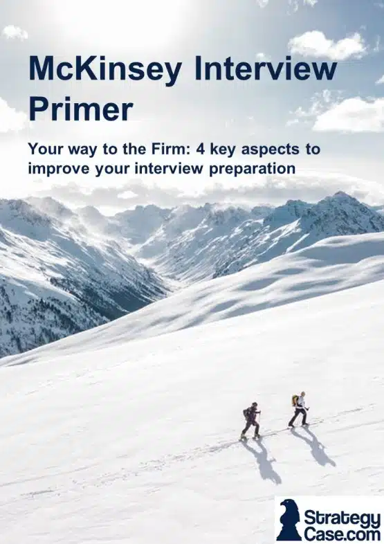 The image is the cover of a how to for mckinsey case and mckinsey pei interviews