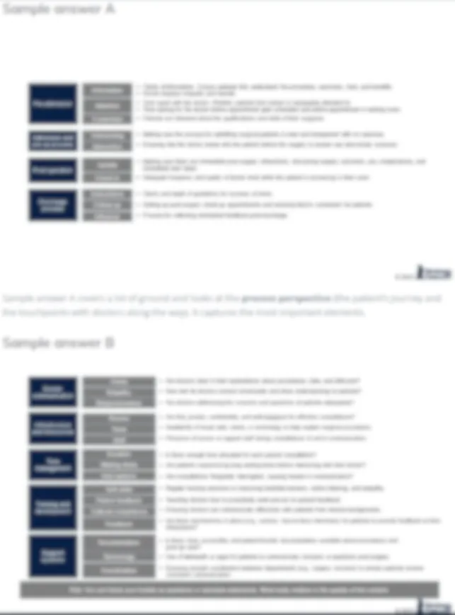 blurred practice question and sample framework answer from the case interview structuring course