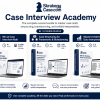 StrategyCase.com Case Interview Academy bundle showing three courses for case math, structuring, brainstorming, and exhibit interpretation.