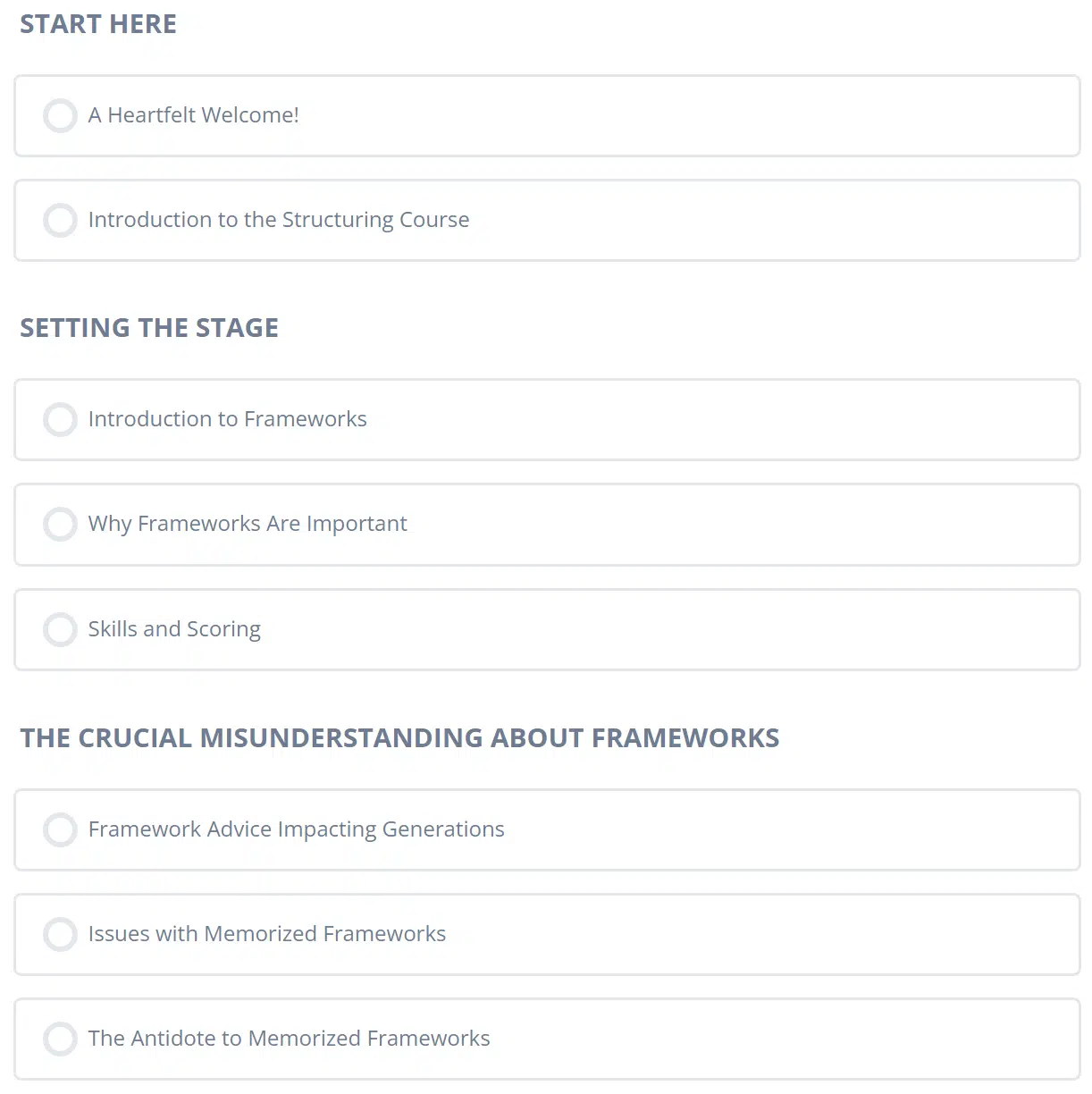 part of the course content of the structuring course