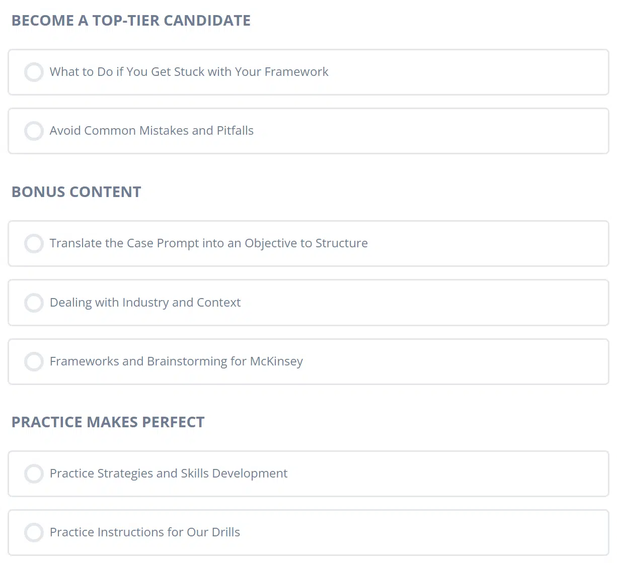 part of the course content of the structuring course