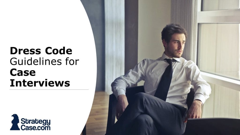 the image is the cover for an article about the dress code and mindset for case interviews