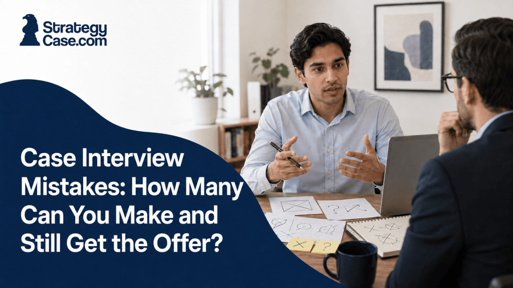 Candidate discussing case interview mistakes with an interviewer during a consulting interview