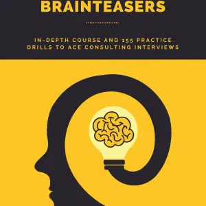 the image is the cover for a course on brainteaser in case interviews