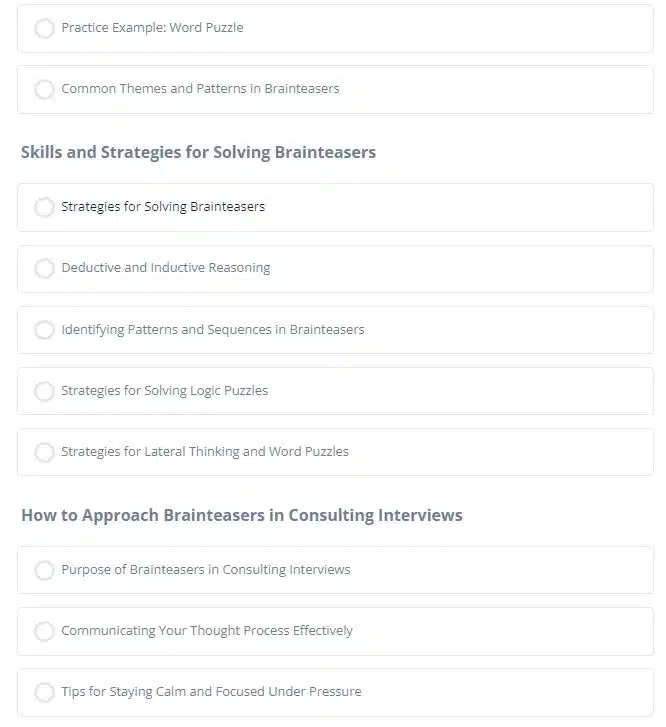 course overview of the consulting brainteaser course