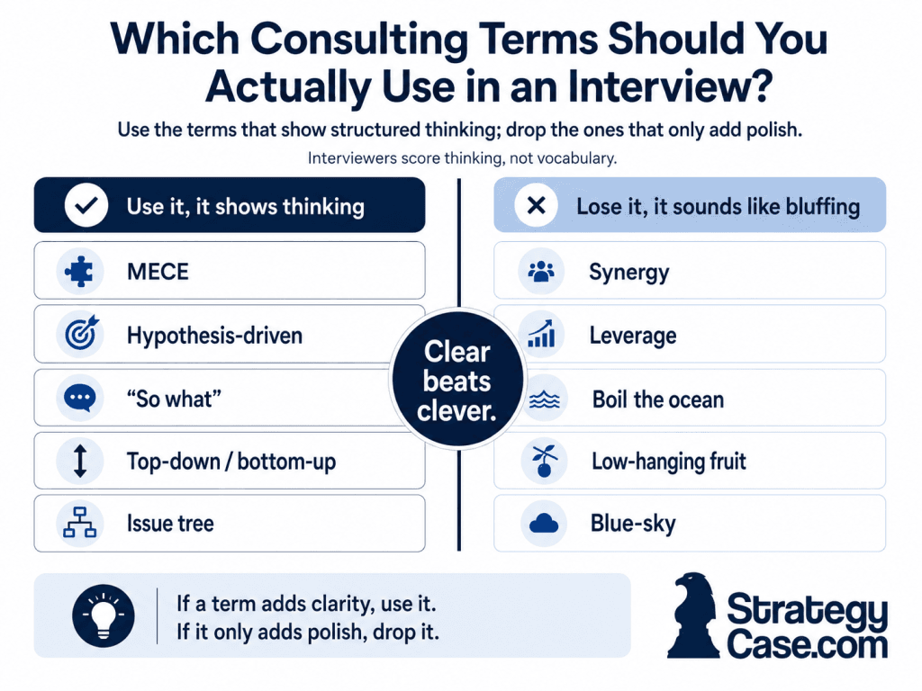 consulting-jargon-interview-use-it-or-lose-it Which consulting terms to use in a case interview versus which to avoid