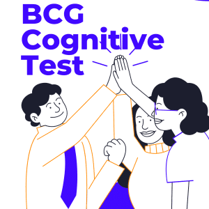 The image is the cover for a product on the BCG Cognitive Test by StrategyCase.com