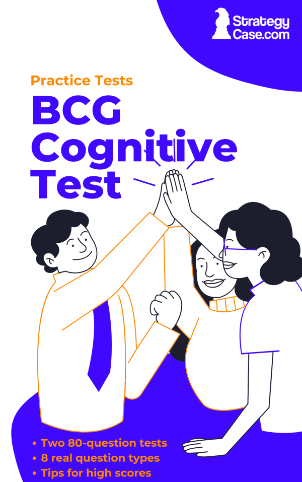 The image is the cover for a product on the BCG Cognitive Test by StrategyCase.com