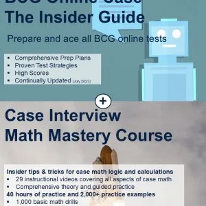 the image shows the cover for the bcg online case and case math mastery bundle