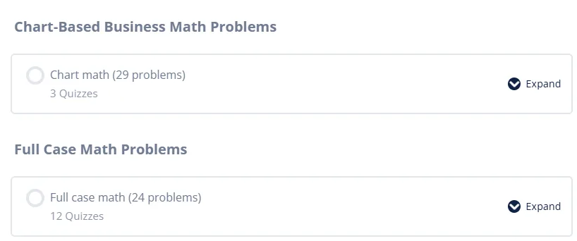 overview of the case interview math mastery course content