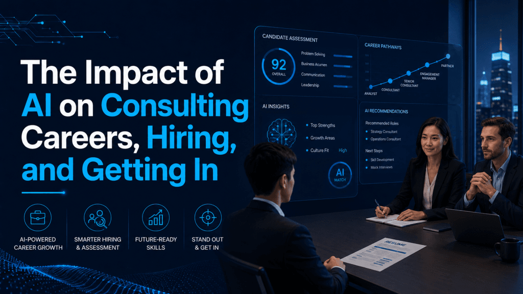 AI-driven consulting hiring and career assessment during a professional candidate interview.