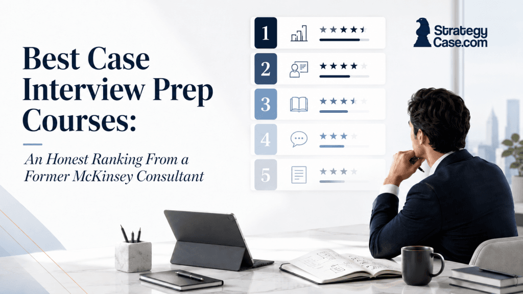 Best case interview prep courses ranked by a former McKinsey consultant, with a consultant reviewing five course options.