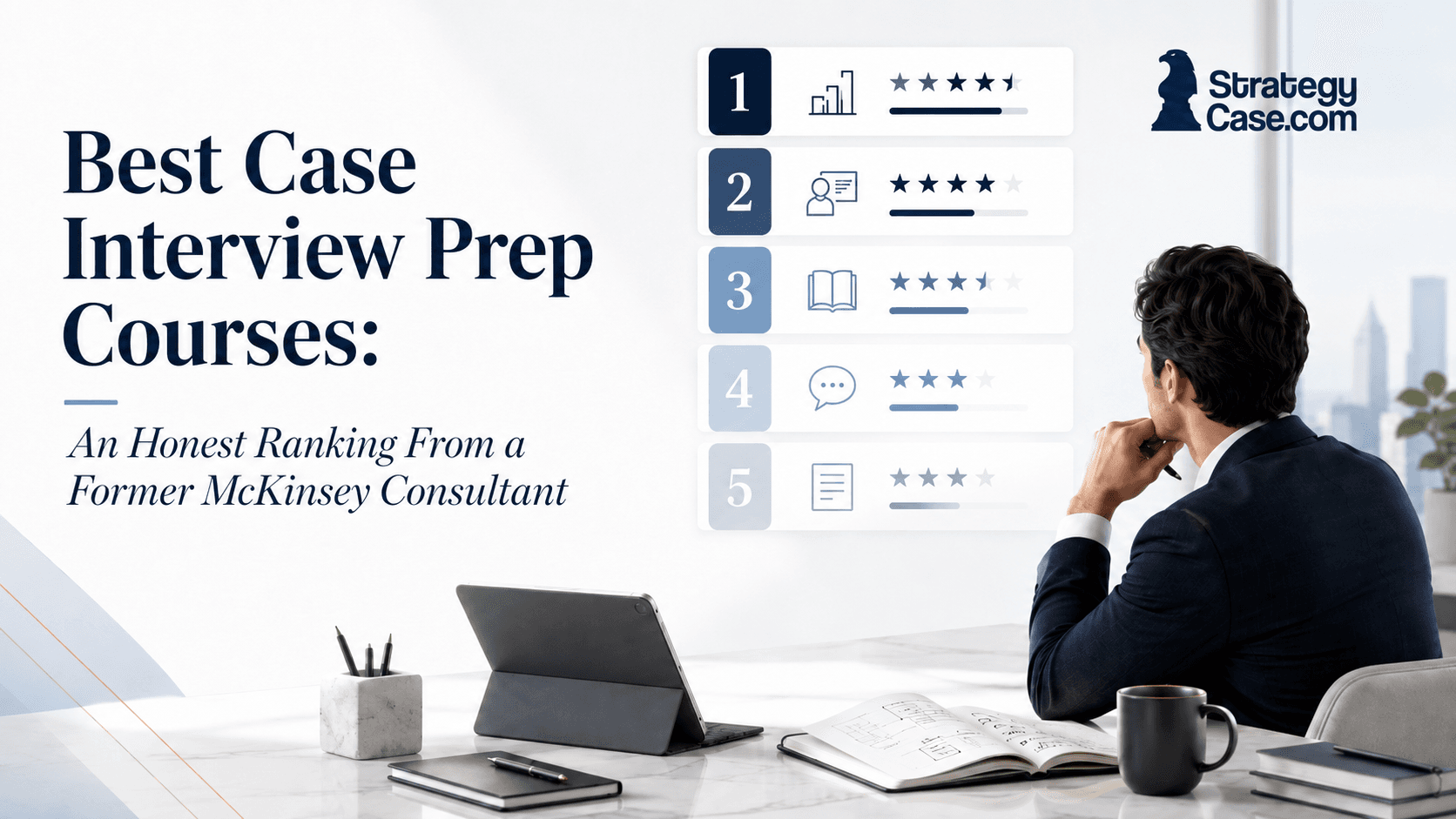 Best case interview prep courses ranked by a former McKinsey consultant, with a consultant reviewing five course options.