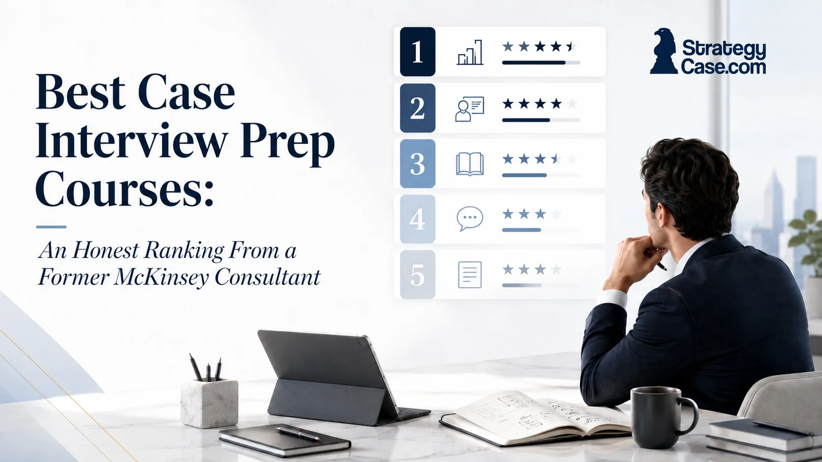 Best case interview prep courses ranked by a former McKinsey consultant, with a consultant reviewing five course options.