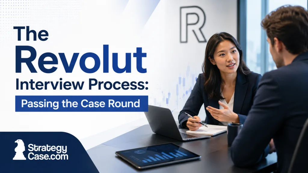 The Revolut interview process and case round with two professionals discussing a business case