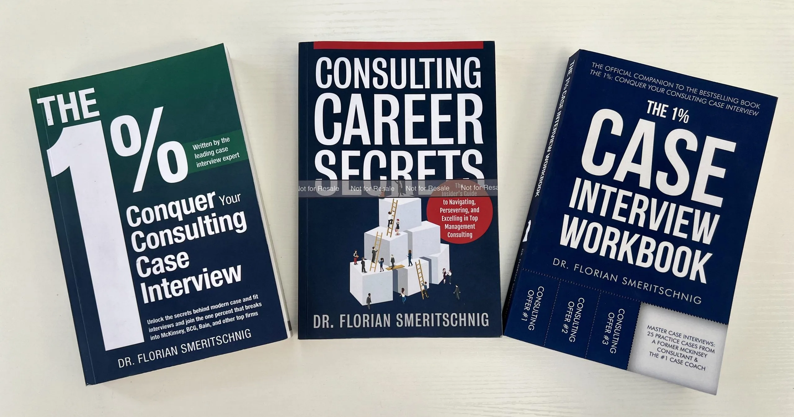 Florian Smeritschnig Case Interview Books the image shows all bestselling case interview and consulting career books from Dr. Florian Smeritschnig